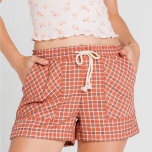 Sky & Sparrow Flannel Plaid Shorts Elastic Waistband with drawstrings Medium